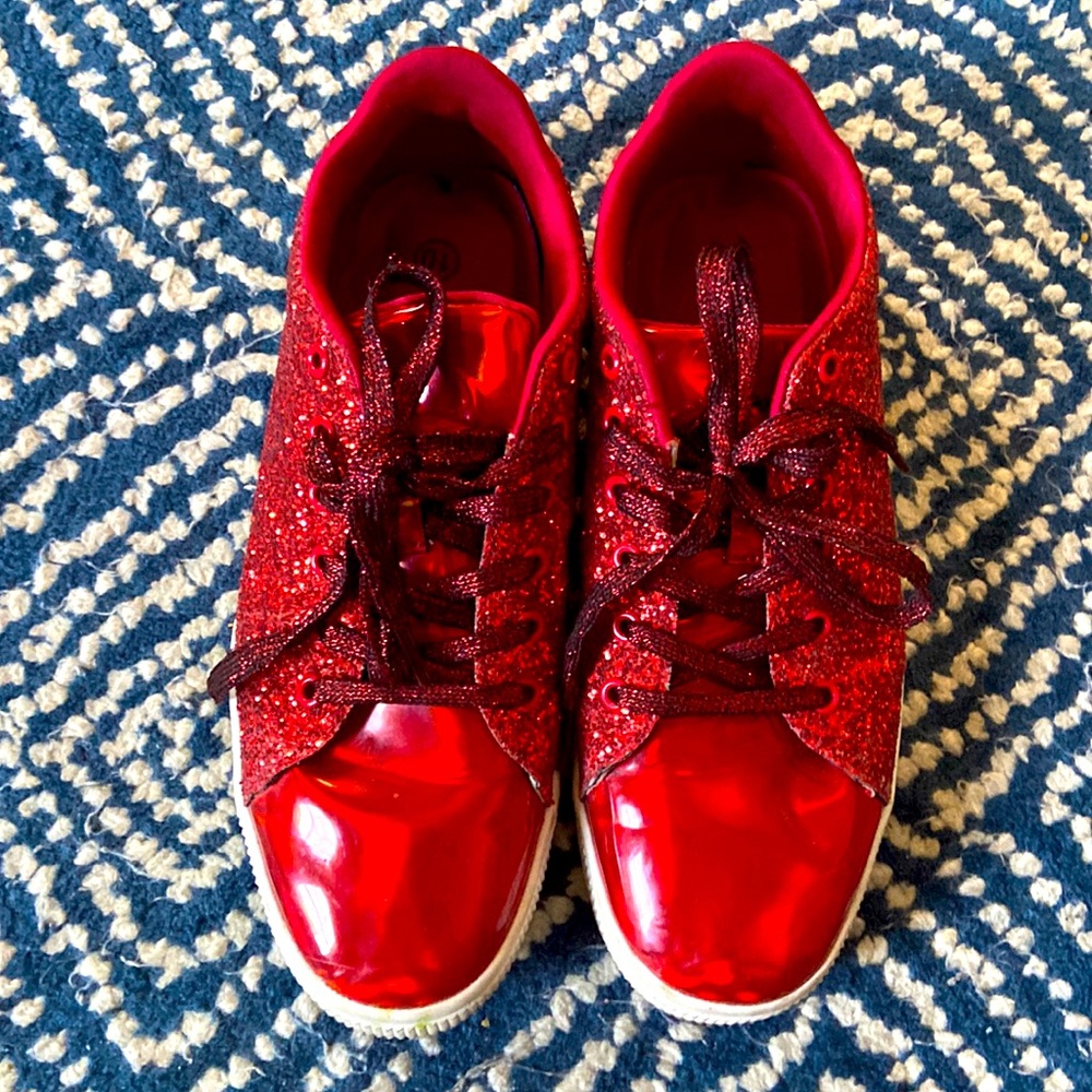 Lucky Step Glitter Lace Up Fashion Sneakers Women’s Size 10